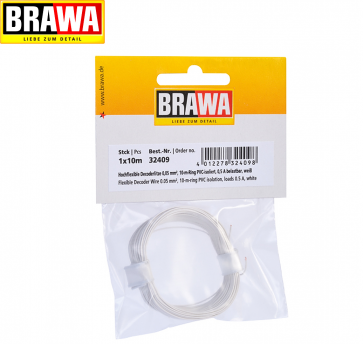 Brawa 32409 - Decoderlitze 0,05 mm², 10 m Ring, weiss