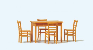 Preiser 65809 - 1:43/45 Tafel met 4 stoelen