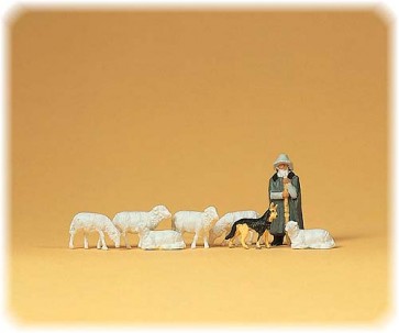 Preiser 14160 - 1:87 Schaapskudde met herder en hond
