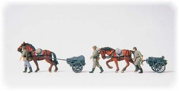 Preiser 16576 - 1:87 Munitietransport met paarden