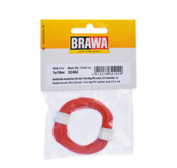 Brawa 32402 - Decoderlitze 0,05 mm², 10 m Ring, rot