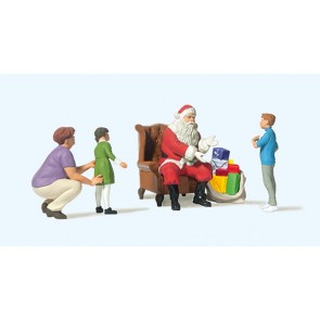 Preiser 10763 - 1:87 Kerstman in stoel, moeder en kinderen