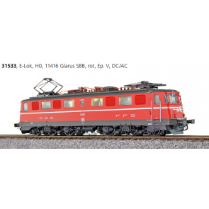 Esu 31533 - E-Lok, H0, AE6/6, 11416 Glarus SBB, Rot, Ep V, Vorbildzustand um 1997, LokSound, Panto, DC/AC
