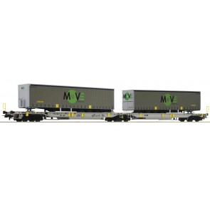 Roco 67404 - Dubbele AAE-draagwagen met MOVE-opleggers NL