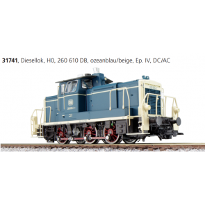 Esu 31741 - Diesellok, H0, V60, 260 610 DB, ozeanblau-beige, Ep IV, Vorbildzustand um 1980, LokSound, Rauch, Kupplung DC/AC