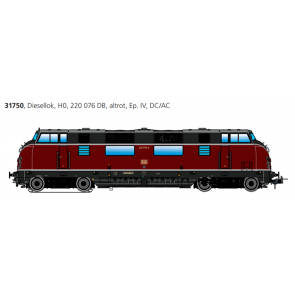 Esu 31750 - Diesellok, H0, V200.0, 220 076 DB, altrot, Ep IV, Vorbildzustand um 1977, Sound+Rauch, DC/AC