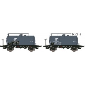 Exact train EX20516 - DB 2er Set 24m3 Einheitsbauart Leichtbau-Kesselwagen VTG Altes Emblem Ohne Bremserhaus