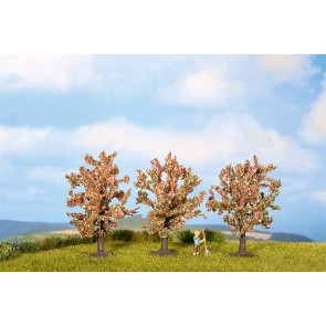 Noch 25112 - Obstbäume, rosa blühend, 3 Stück, 8 cm hoch