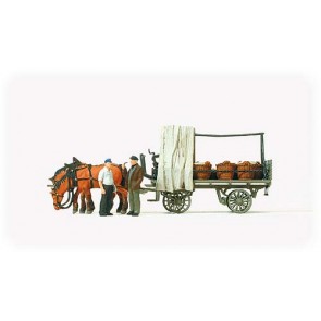Preiser 30449 - 1:87 Paard en wagen met groentelading