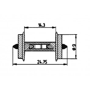 Roco 40187 - Radsatz 9mm f.Besetztmeld. 1 P