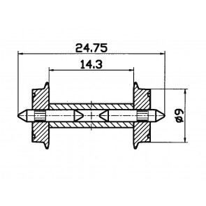 Roco 40191 - Radsatz 9mm get. Achse    1 Pa