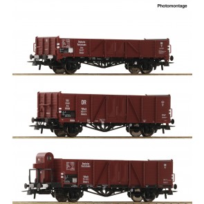 Roco 6600102 - 3er Set offene Güterag. DRB   