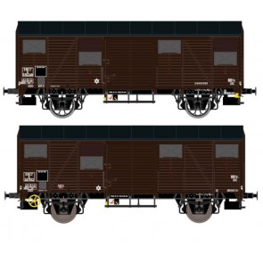 Exact train EX20921 - 2-er Set SNCF Gs Type K mit französischen Lager und französischen Speichernräder Braun Epoche III