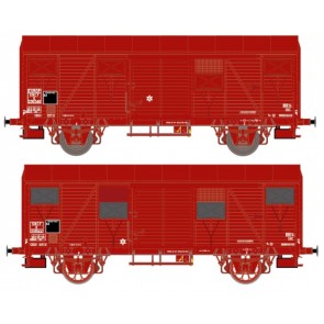 Exact train EX20925 - 2-er Set SNCF Gs EUROP mit französischen Lager und französischen Speichernräder Rotbraun Epoche IV
